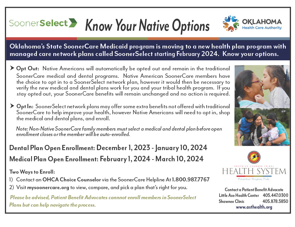 Know Your SoonerCare Options! Absentee Shawnee Tribal Health System