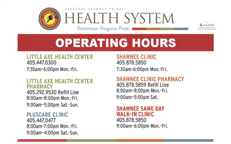 Current Operating Hours | Absentee Shawnee Tribal Health System